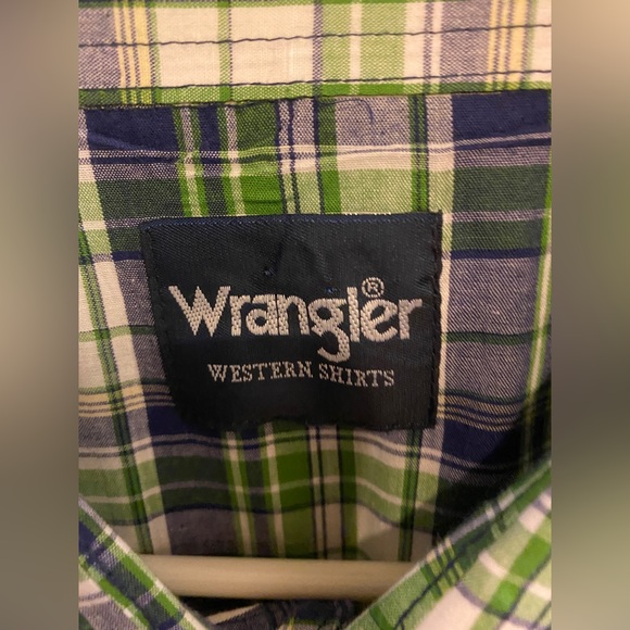Wrangler Men's Western Pearl Snap Green Plaid Short Sleeve Shirt XL - Picture 4 of 4